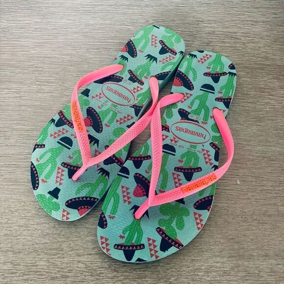 Havaianas Cactus Desert Print Flip Flops Sandals 9/10 - Picture 2 of 7